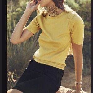 Zara Mustard Ribbed Tee NWOT